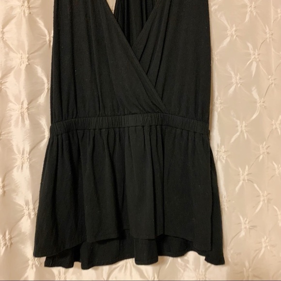 Free People Tank Top • We the Free Black Heat Wave Peplum Surplice Sleeveless - Picture 4 of 12